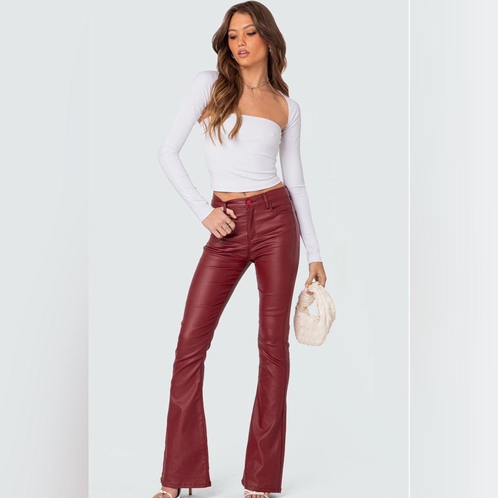 Edikted Luna Faux leather flare pants sz M NWT